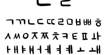 Korean alphabet. Hand drawn vector illustration. Typography poster with handwritten letters. Korean language.